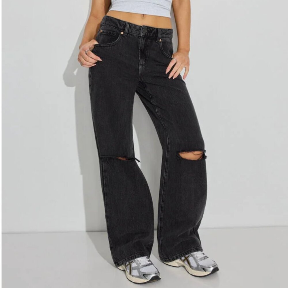 Garage Wide Leg Jeans high rise relaxed fit vintage wash womens size 0 black